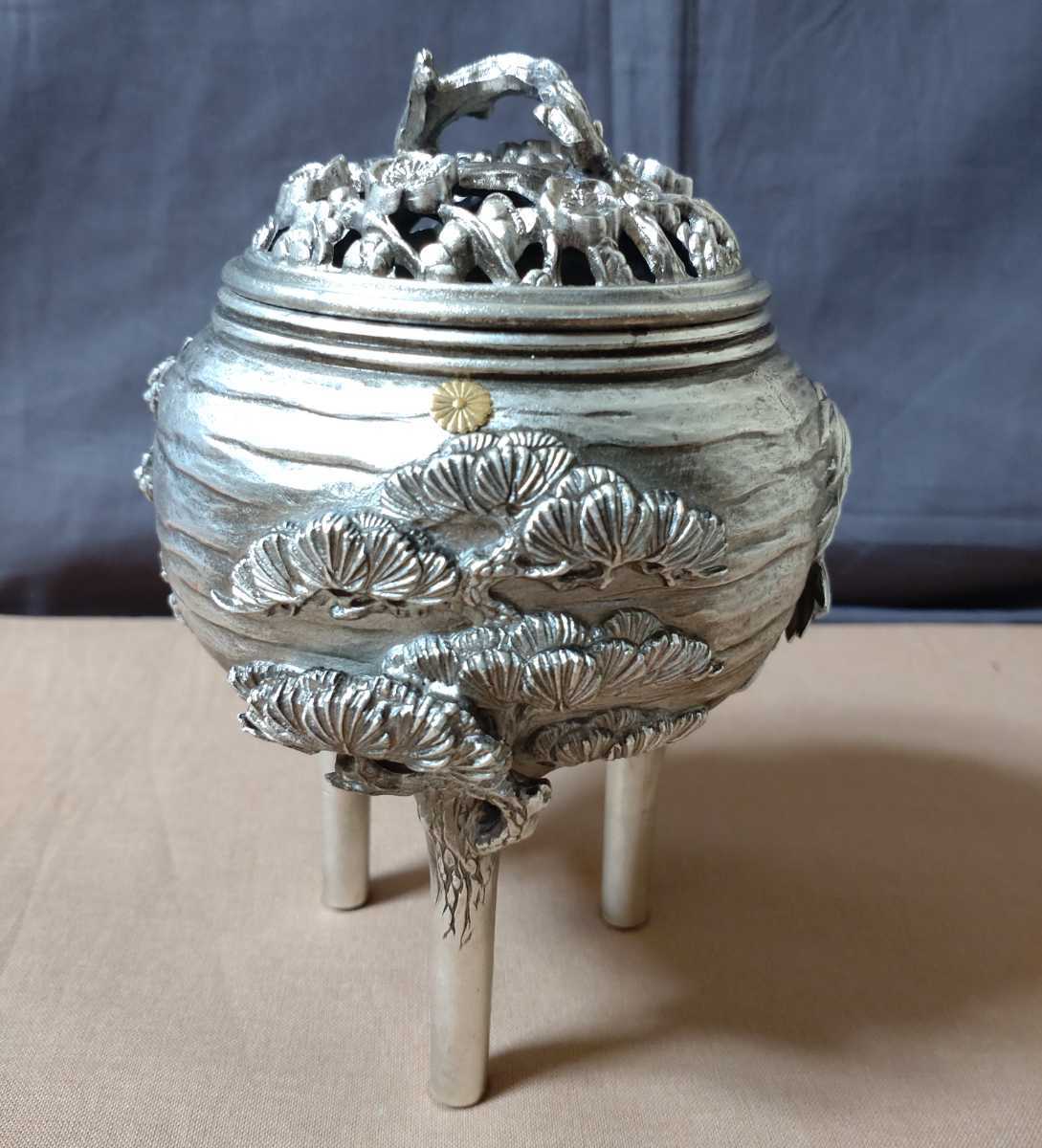 新品安い 高岡銅器 香炉 玉形三友文 焼青銅色 131-01:ビッグゲート