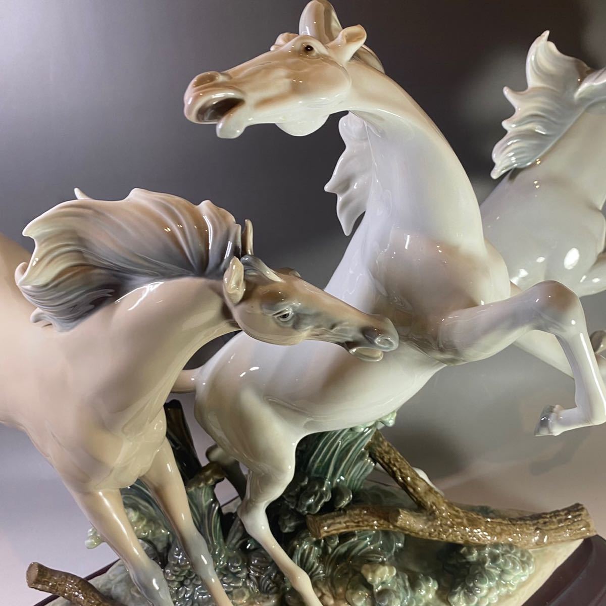 情熱セール 特大作品 LLADRO リヤドロ 飛翔 馬 3頭 フィギュリン 置物