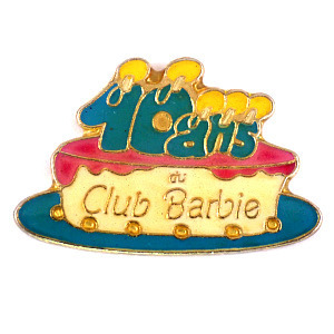  значок * Barbie кукла Club 10 годовщина . день рождения кекс сладости * Франция ограничение булавка z* редкость . Vintage было использовано булавка bachi