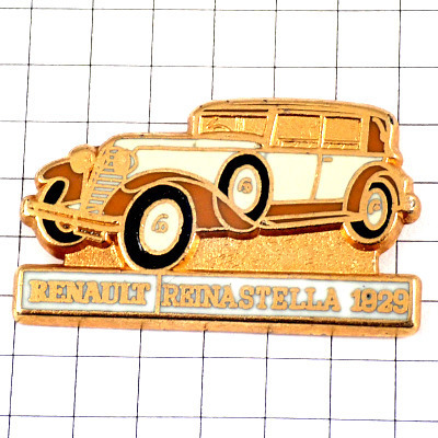  pin badge * Renault car Old car white . tea color 1929 year * France limitation pin z* rare . Vintage thing pin bachi
