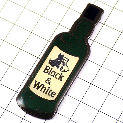 ピンバッジ・ブラックアンドホワイト白黒犬ウイスキー酒瓶◆フランス限定ピンズ◆レアなヴィンテージものピンバッチ_画像1