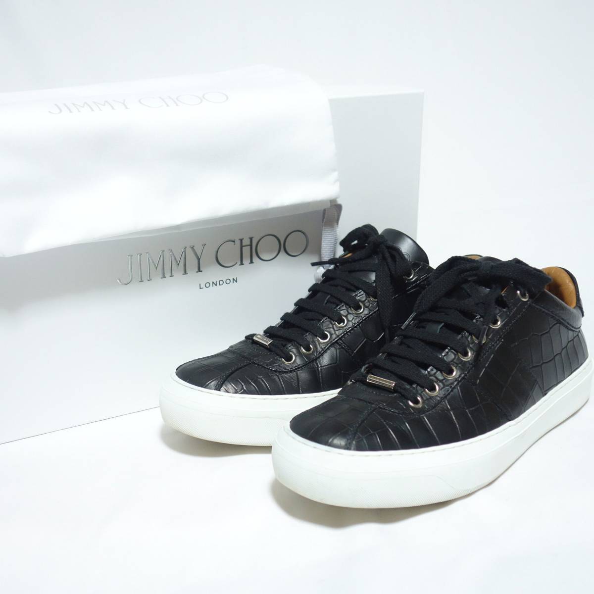 JIMMY CHOO ジミーチュウ】PORTMAN クロコ型押し レザースニーカー