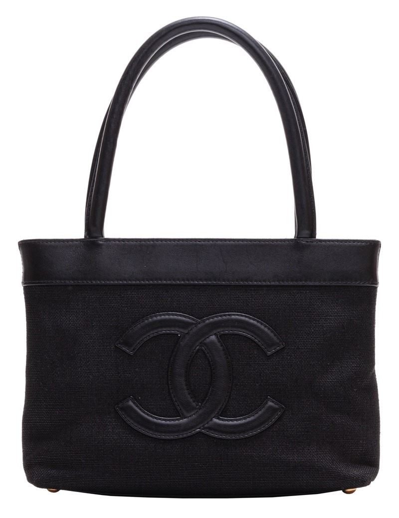 CHANEL シャネル ココマーク ミニトートバッグ ハンドバッグ キャンバス 黒(ゴールド金具)_画像1