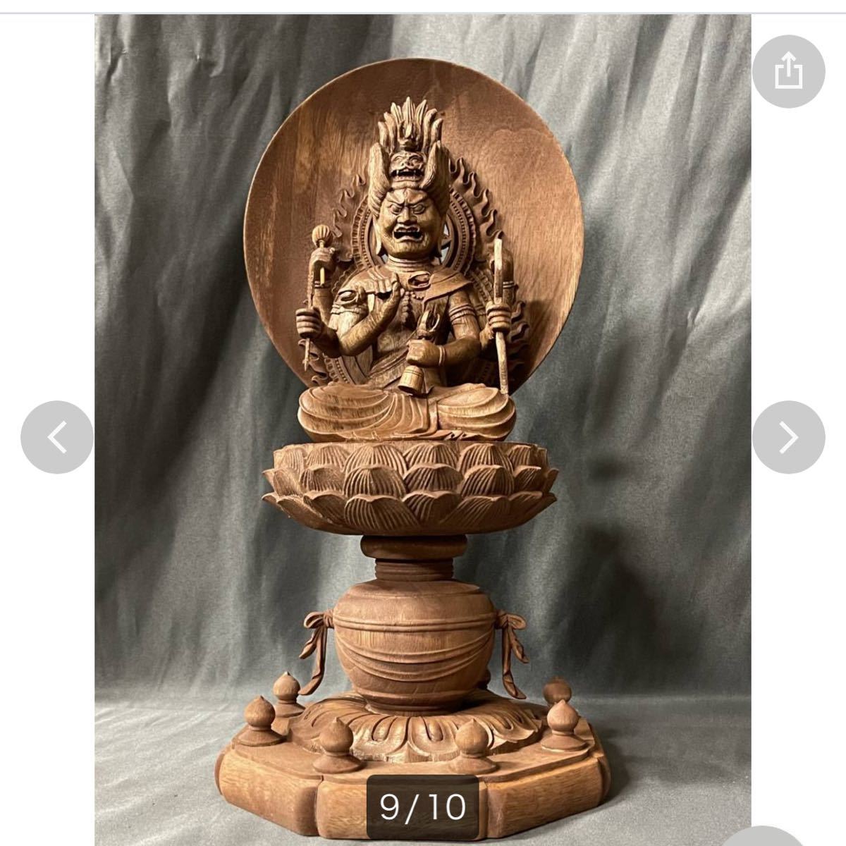 仏教工芸品 総楠製 井波彫刻 極上彫 木彫仏像 愛染堂 愛染明