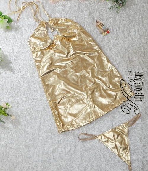  новый товар не использовался бесплатная доставка p2003 Play костюм платье-мини шорты Gold металлик . sexy раз высшая оценка sexy baby doll 