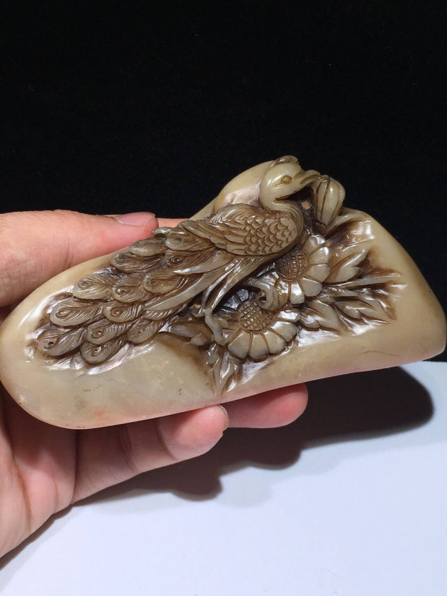 清・古寿山石・芙蓉石彫・鳳戲牡丹紋印章・箱付 』極細工 置物古賞物 中国古玩 中国古美術 今だけ値下げ中 レア★美品★CASIO★サンリオネイルプリンター