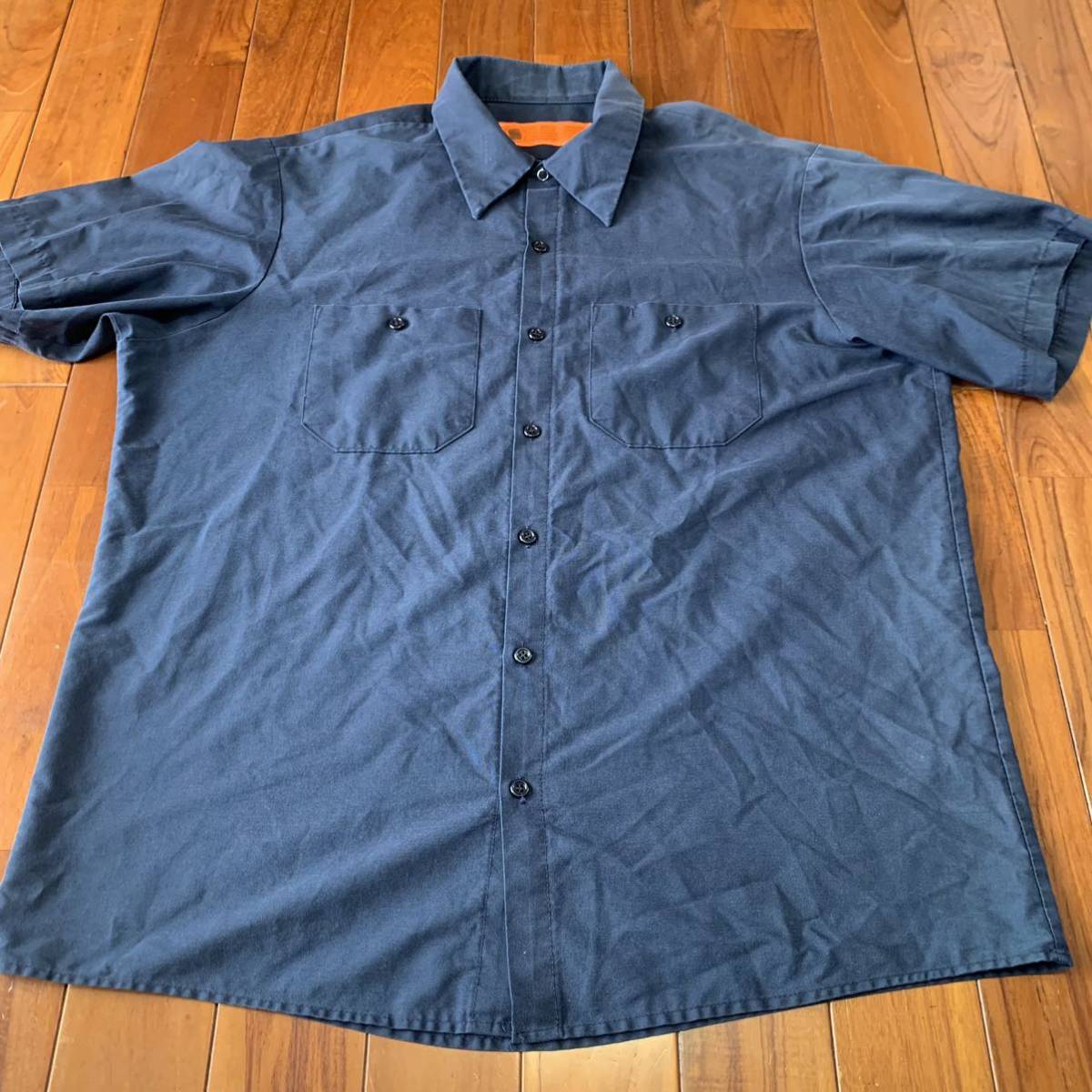 沖縄 米軍放出品 SHIRTS ミリタリー ドレスシャツ オシャレ ファッション XLARGE ネイビー (管理番号XY17)_画像1