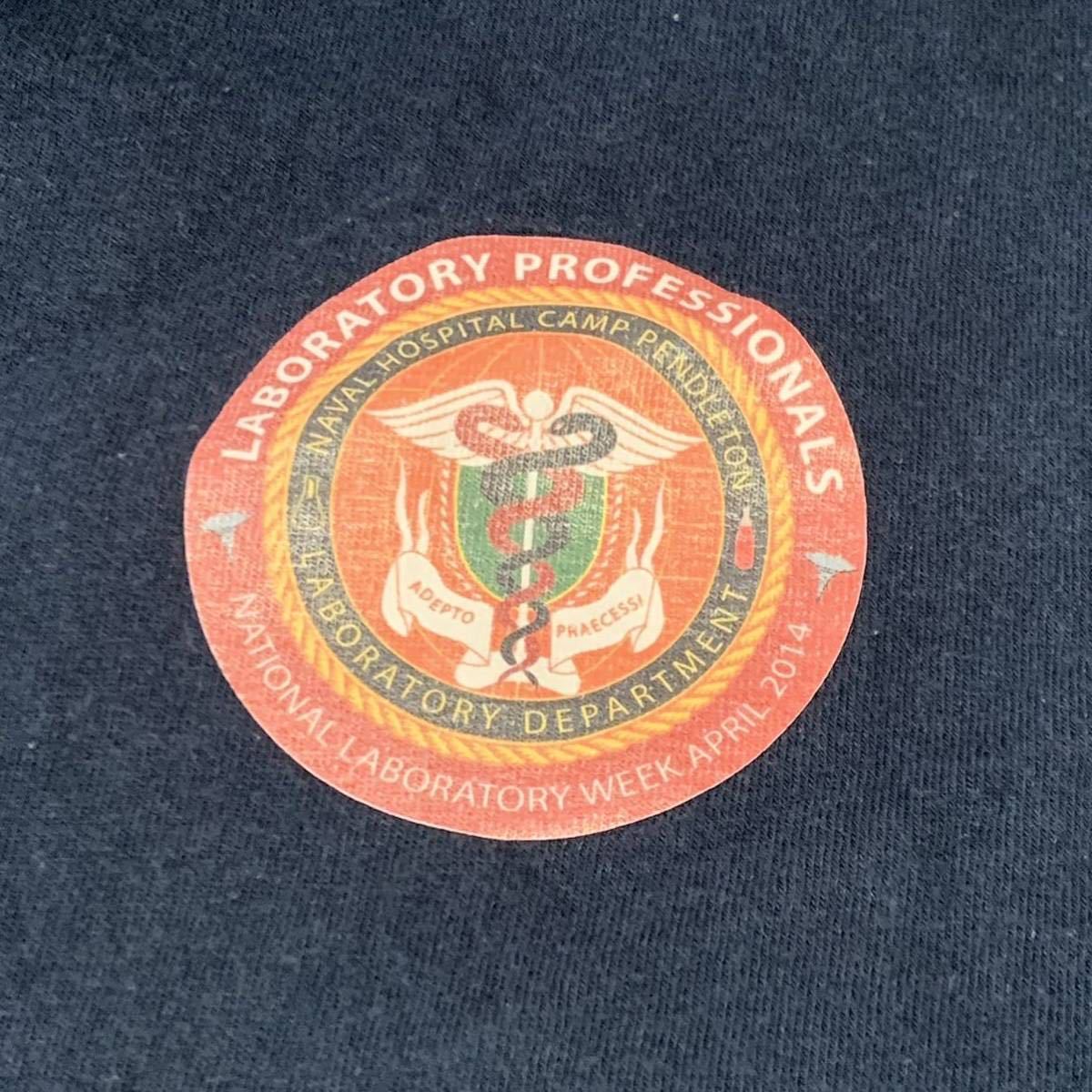 沖縄 米軍放出品 LAB LABORATORY PROFESSIONALS 半袖 Tシャツ LARGE ネイビー (管理番号V18)_画像4