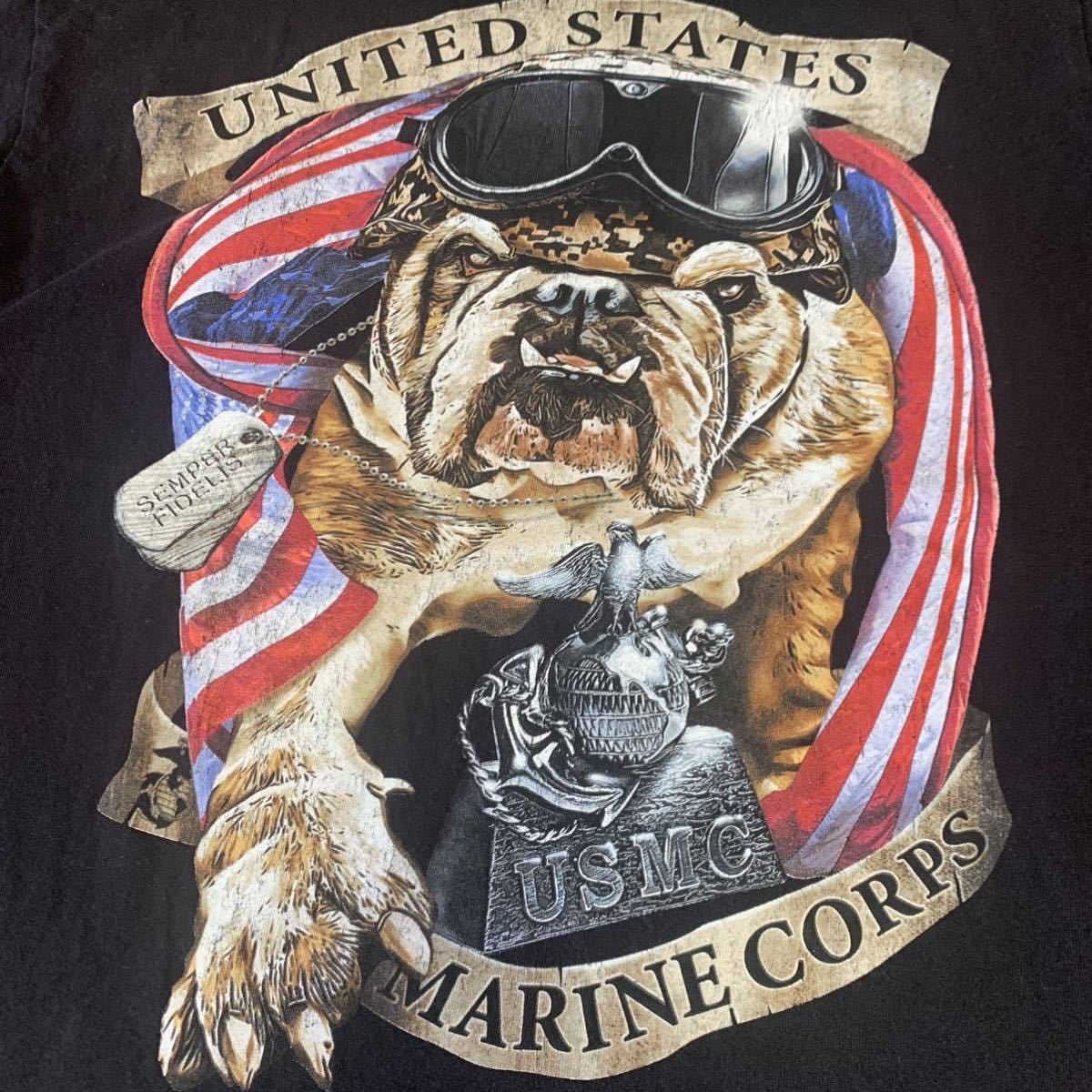 沖縄 米軍放出品 ミリタリー USMC Made in USA 半袖 Tシャツ オシャレ ファッション 古着 ビンテージ ブラック MEDIUM (管理番号X44)の画像4