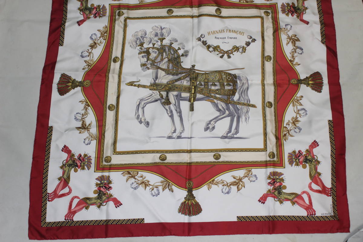 HERMES エルメス カレ90 Harnais Francais PREMIER EMPIRE フランス初代帝国のハーネス シルク スカーフの画像1