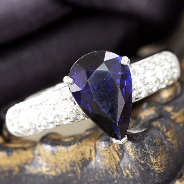1.4ct ペアシェイプ 天然 サファイア 0.36ct ダイヤモンド PT900 プラチナ リング 指輪 9月誕生石 割引価格