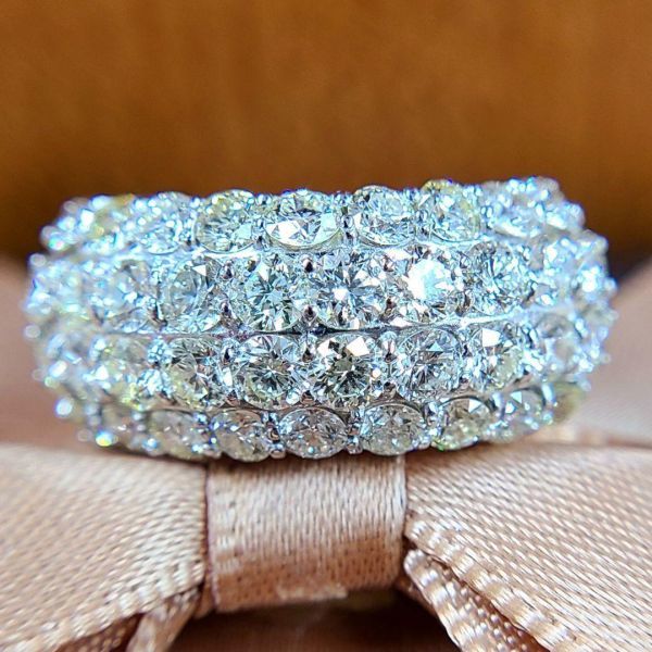 すべてハートキュー 計2.3ct 天然 ダイヤモンド PT900 プラチナ パヴェ リング 指輪 4月誕生石 人気ショップ