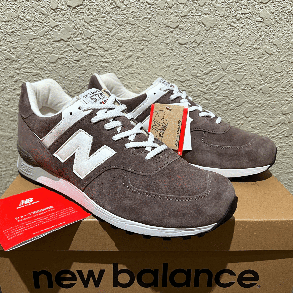 生産終了 廃番 New Balance M576FW FEATHER GRAY UK製 US10 28cm グレー×ホワイト 限定 イギリス英国製 NB スエード スニーカー M576GRS_画像1