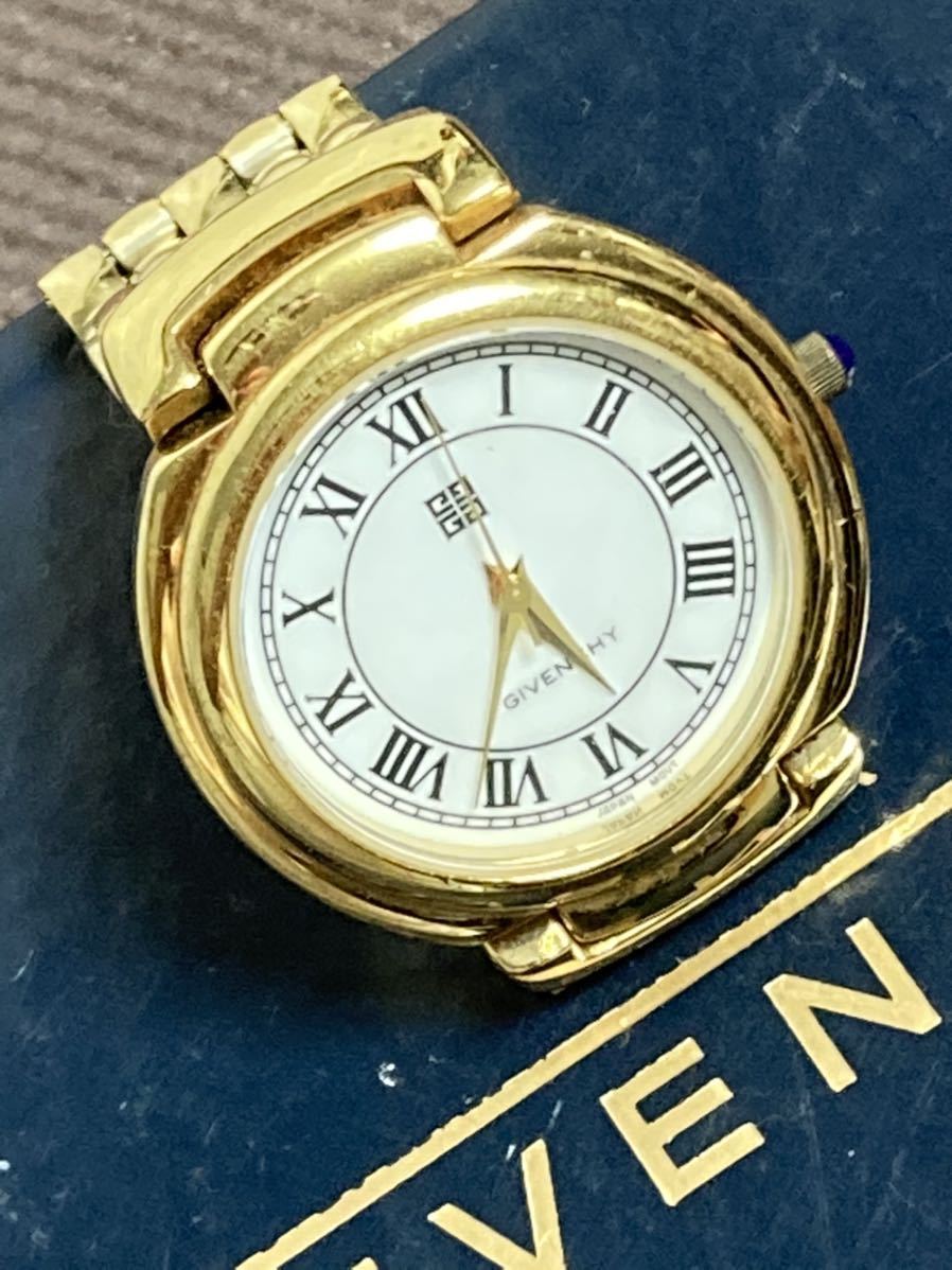 美品 ジバンシー ヴィンテージ ホワイト文字盤 ゴールドブレス 腕時計
