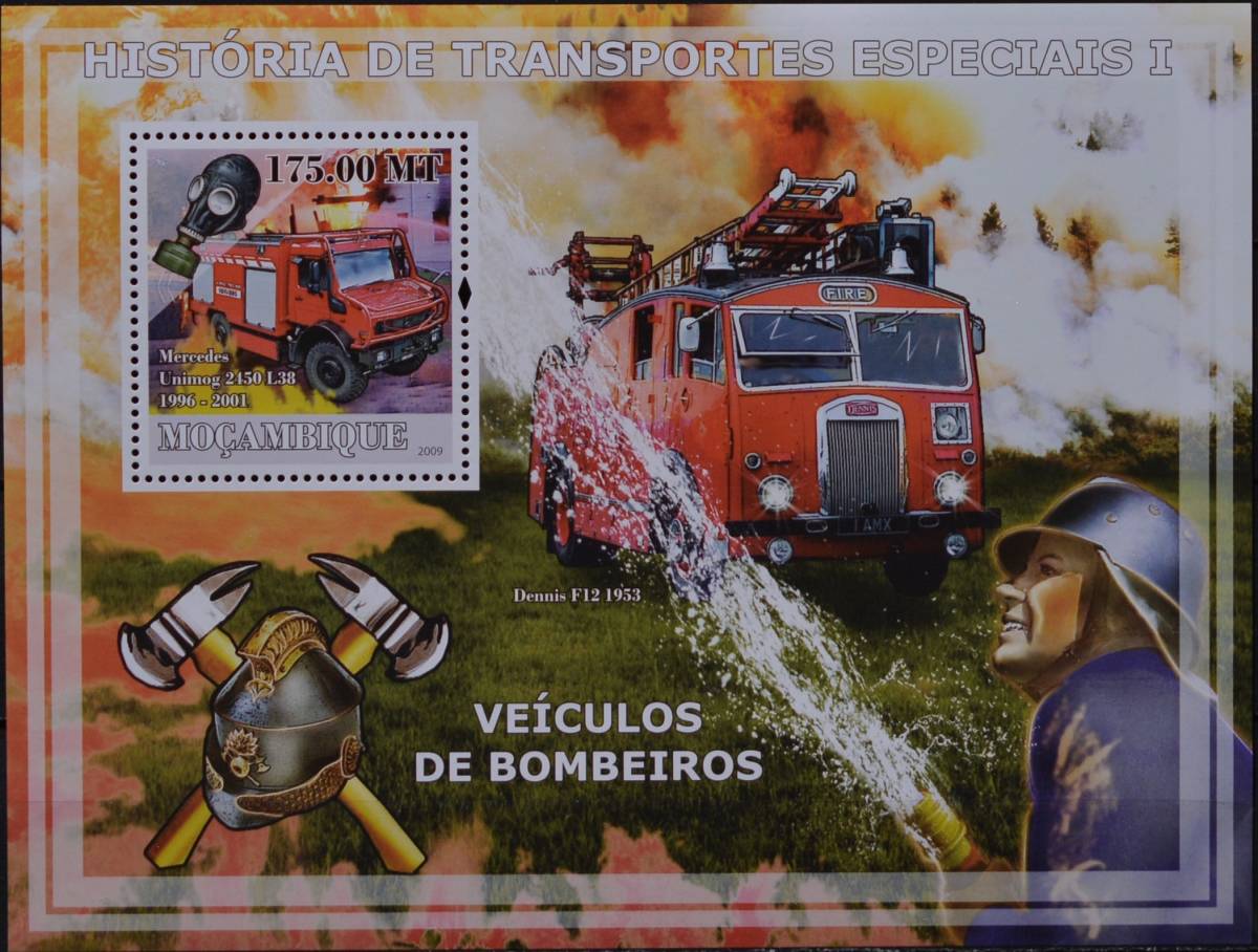 「TG154」モザンビーク切手　2009年　消防車_画像1