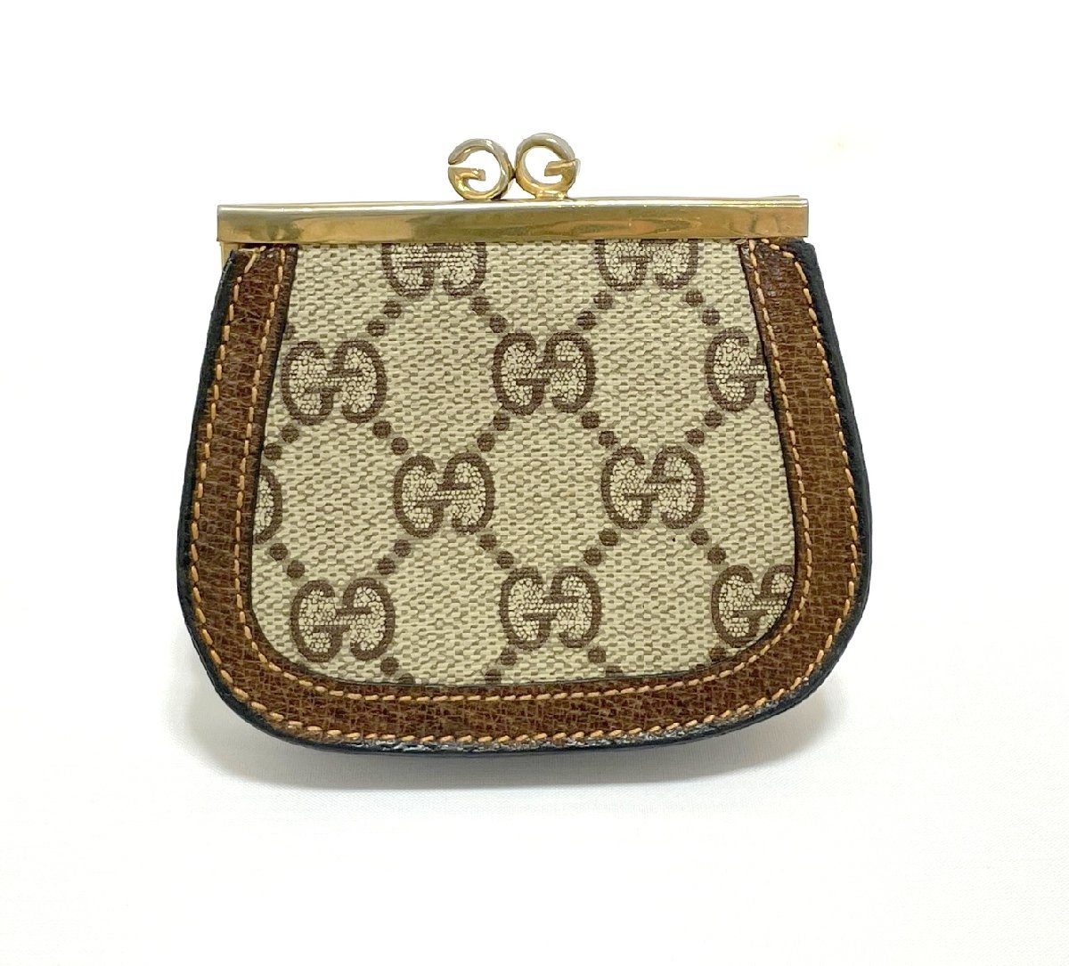 百貨店 GUCCI グッチ GG柄 がま口 コインケース 小銭入れ ヴィンテージ
