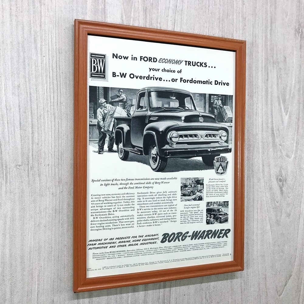 ■即決◆1953年(昭和28年) B-W FORD フォード トラック / パンプキン【B4-1784】アメリカ ビンテージ雑誌広告【B4額装品】当時物 ★同梱可_画像2
