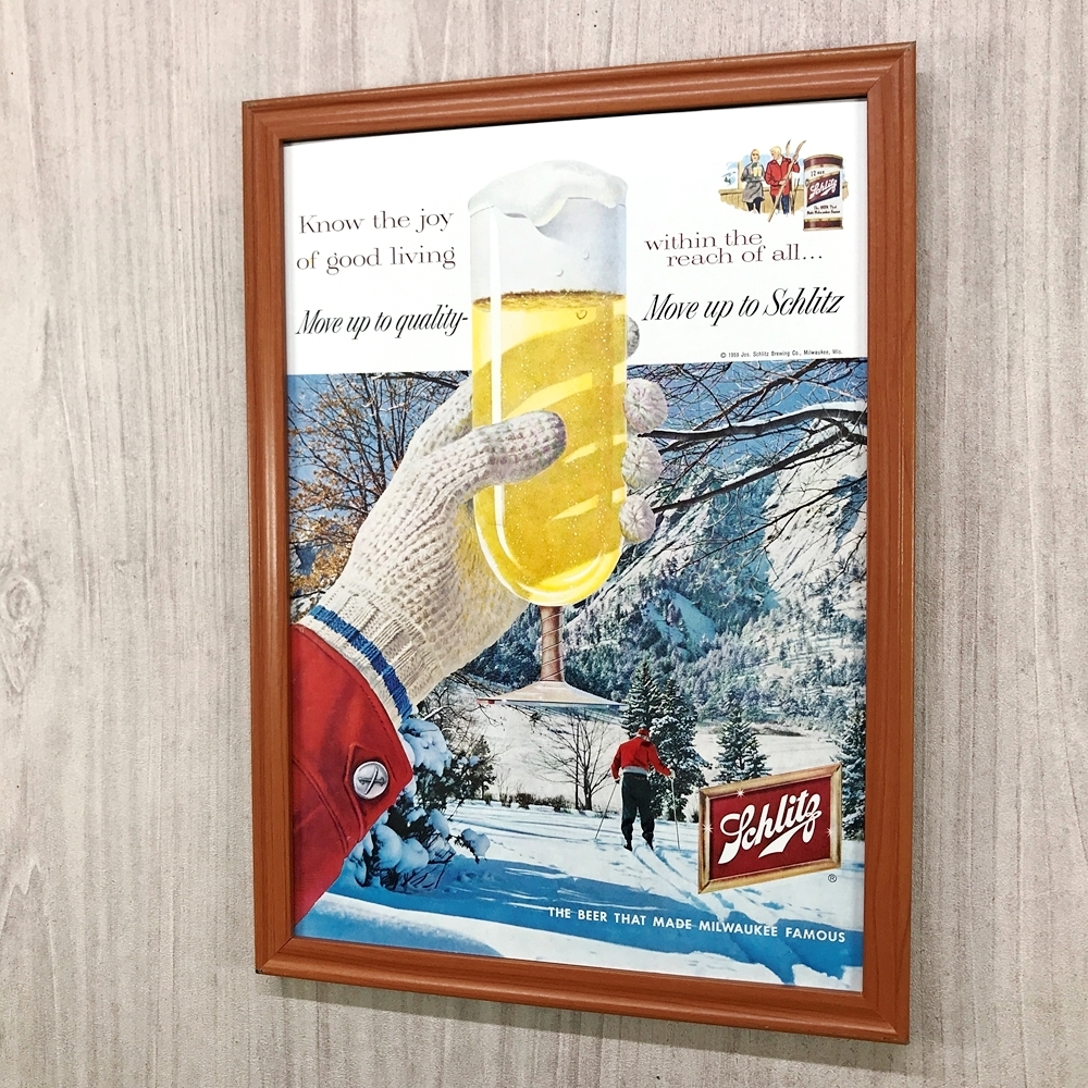 ■即決◆1959年(昭和34年) Schlitz Beer シュリッツ ビール【B4-6134】アメリカ ビンテージ雑誌広告【B4額装品】当時物/本物広告★同梱可_画像3