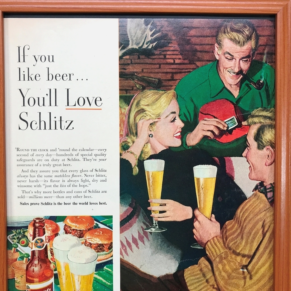 ■即決◆ 1952年(昭和27年) Schlitz Beer シュリッツ ビール【B4-6137】アメリカ ビンテージ雑誌広告【B4額装品】当時物/本物広告 ★同梱可_画像4