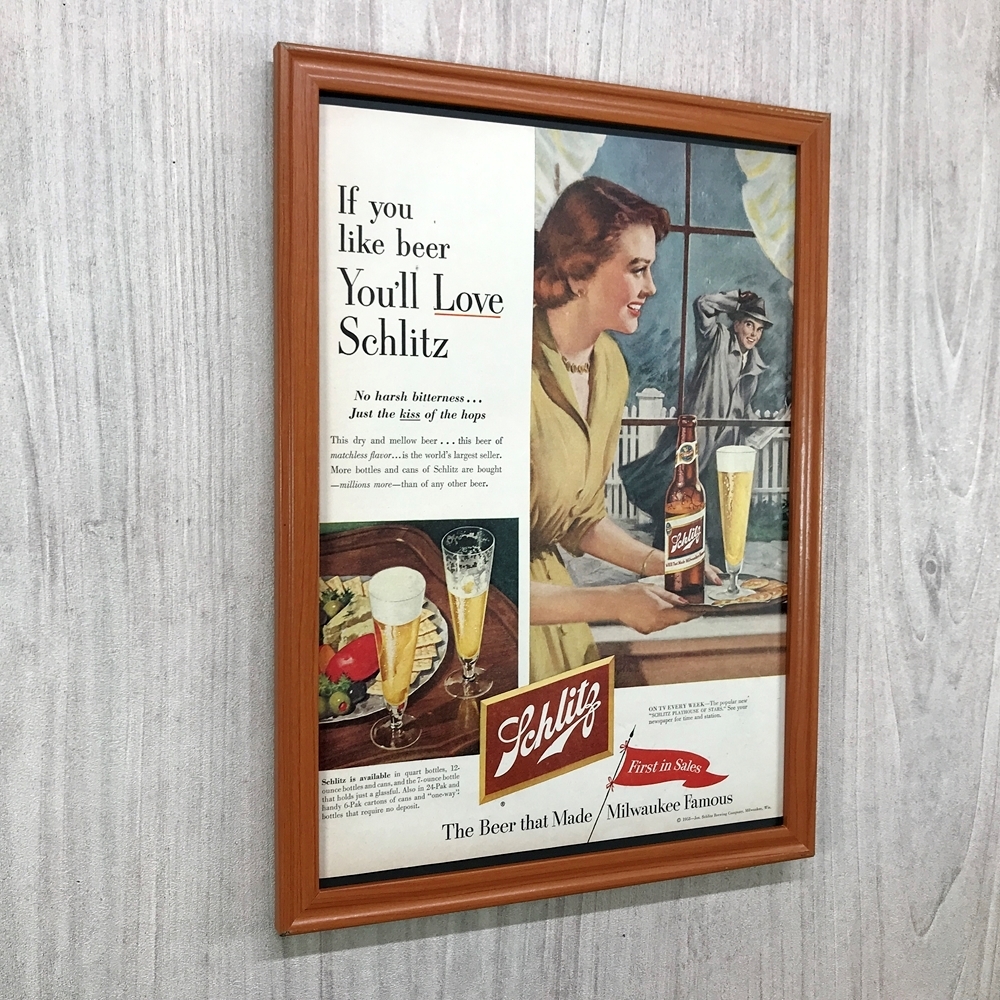 ■即決◆ 1953年(昭和28年) Schlitz Beer シュリッツ ビール【B4-6138】アメリカ ビンテージ雑誌広告【B4額装品】当時物/本物広告 ★同梱可_画像2