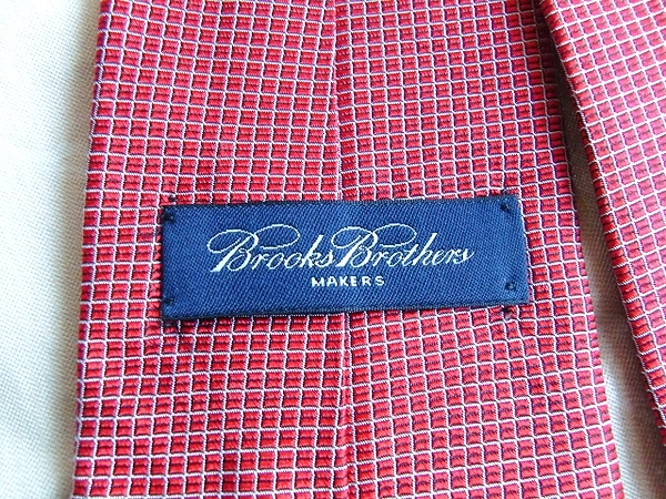 美品☆BrooksBrothers ブルックスブラザーズ☆ネクタイ赤×白格子 絹100％ 米国製 （株）ブルックスブラザーズジャパン_画像3