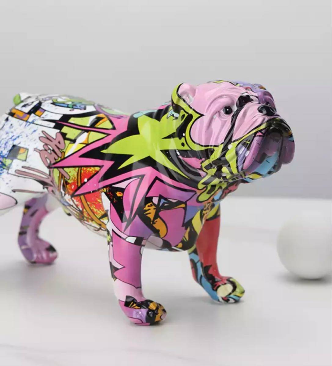 ペイントブルドッグ 落書き インテリア オブジェ 現代アート アート ブルドッグ 置物 小物 抽象 アーティスティック イヌ 犬 ドッグ 555_画像2