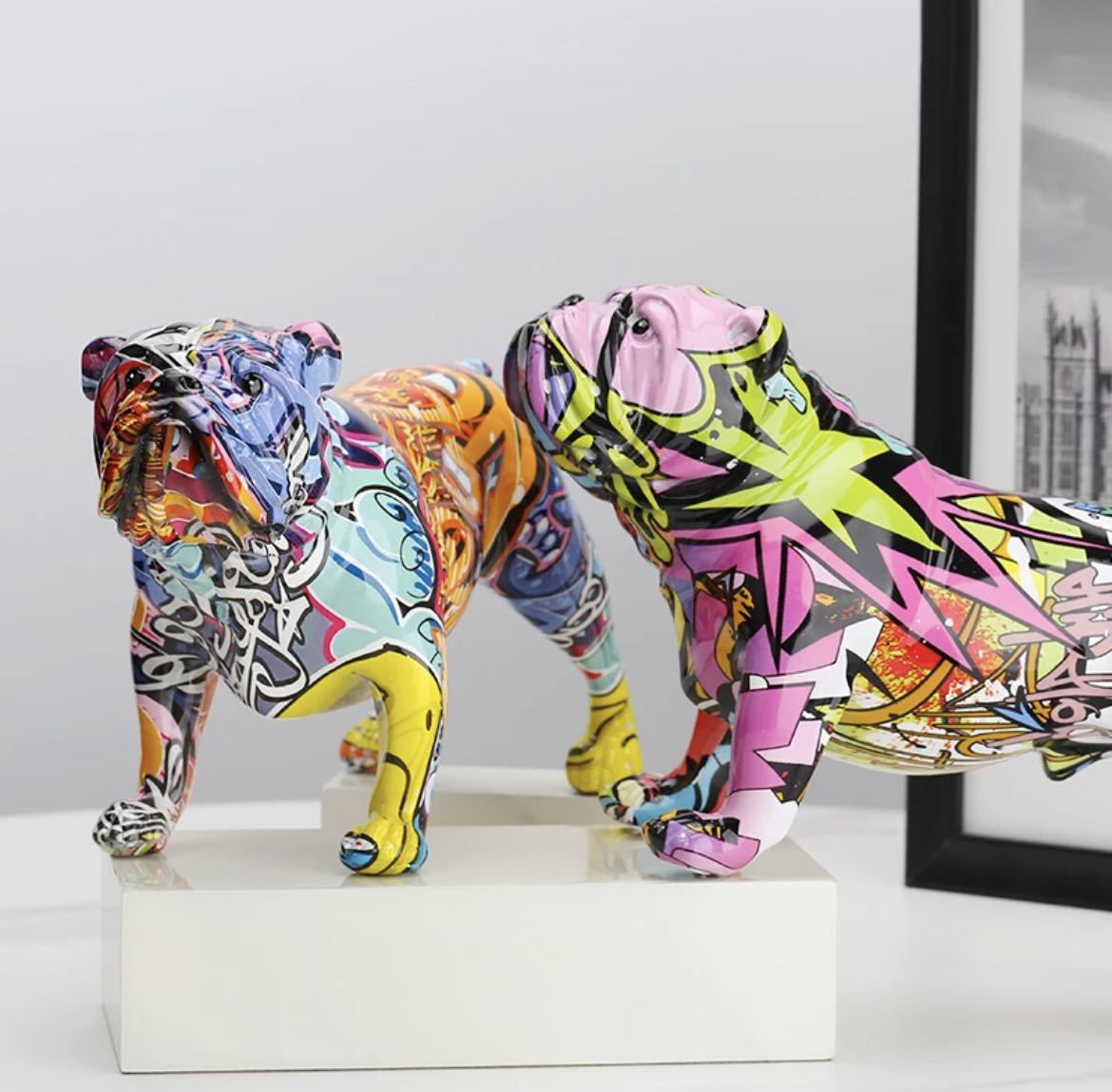 ペイントブルドッグ 落書き インテリア オブジェ 現代アート アート ブルドッグ 置物 小物 抽象 アーティスティック イヌ 犬 ドッグ 555_画像3