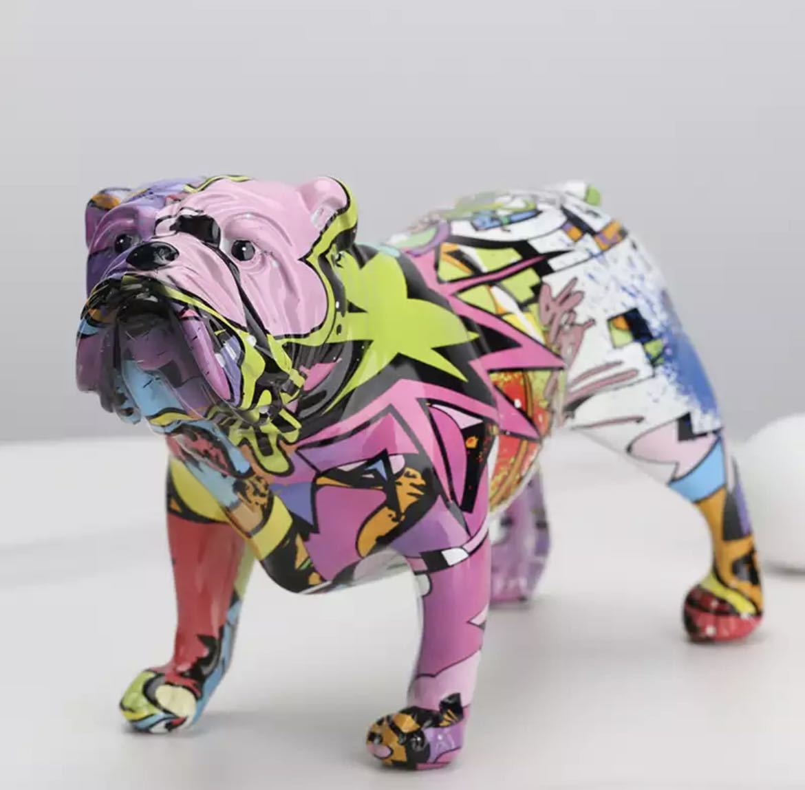 ペイントブルドッグ 落書き インテリア オブジェ 現代アート アート ブルドッグ 置物 小物 抽象 アーティスティック イヌ 犬 ドッグ 555_画像1