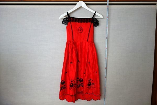 C005 『nami nakabayashi （SAEKI）』ナミナカバヤシ　ワンピース　ドレス　赤系　身長120_画像2