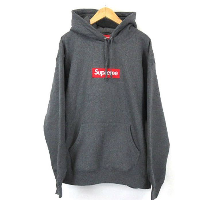 美品】Supreme Box Logo Hooded Sweatshirt Charcoal XLサイズ