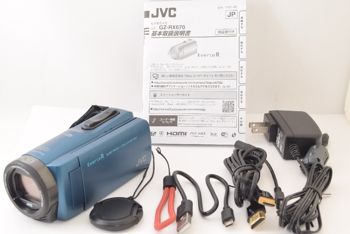 ☆美品☆ JVC ケンウッド Everio R GZ-RX670 アクアブルー ビデオ