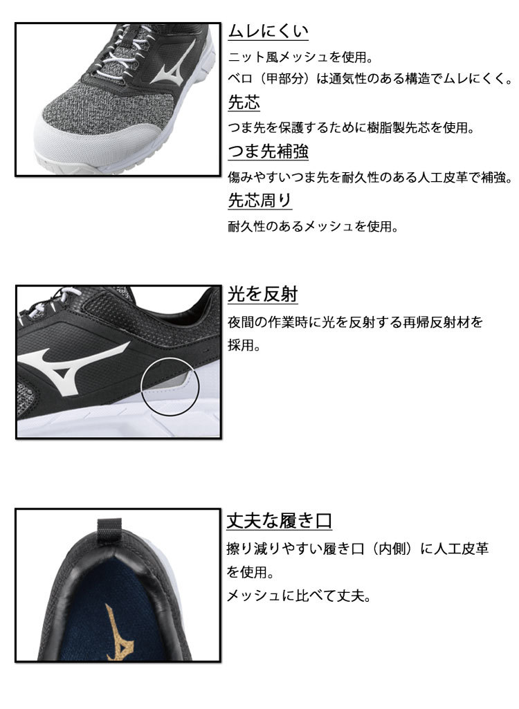  safety shoes Mizuno F1GA1903 almighty ES31L rubber string type 27.5cm 27. blue × white × blue 