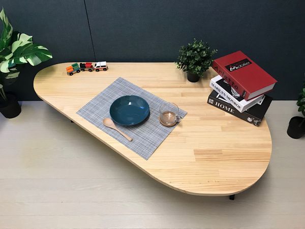 高評価なギフト ローテーブル 丸形 120cm パイン オーク 折りたたみ脚