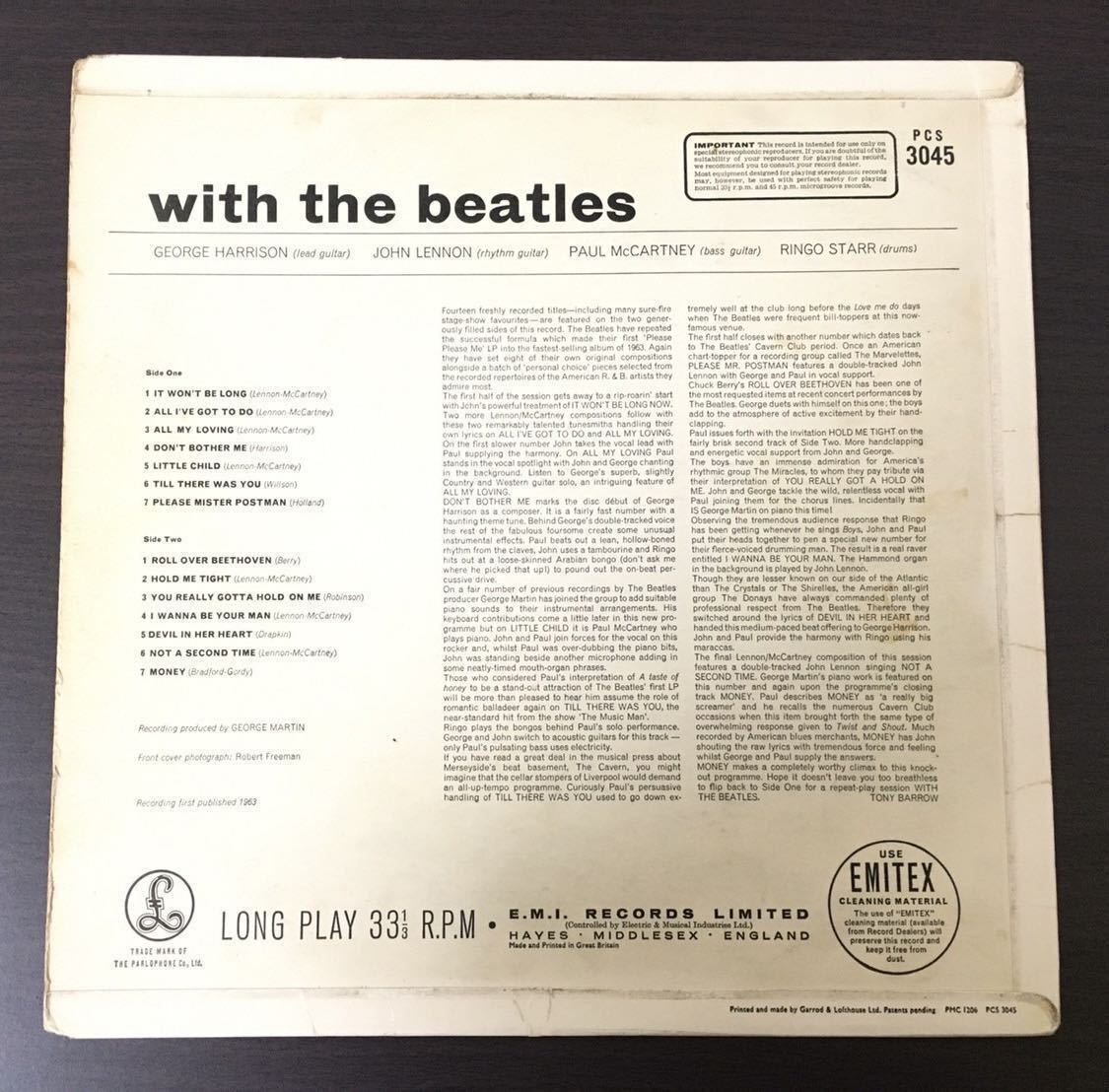 稀少Stereo! 英原盤 With The Beatles Jobete表記初版 3M/1M ラージ