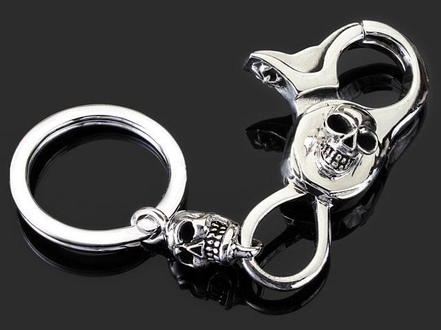 (KC-N009)SILVER925 большой Skull (..) серебряный цепочка для ключей череп каркас gaikotsu кольцо для ключей брелок для ключа мужской / женский /
