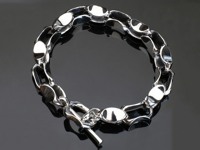 上品な (BR-N021)SILVER925フィンガープレスシルバーブレスレット