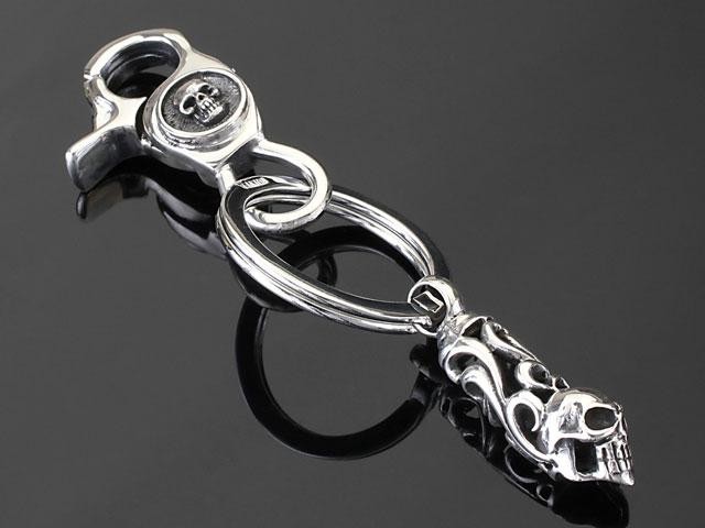 (KC-N012)SILVER925 Skull (..) готический серебряный цепочка для ключей череп каркас gaikotsu кольцо для ключей брелок для ключа мужской / женский /