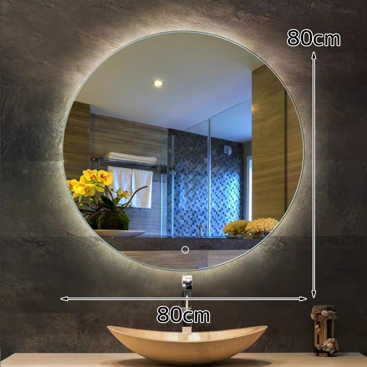 LEDミラー 壁掛けミラー ウォールミラー丸型 洗面鏡 浴室 調光調式