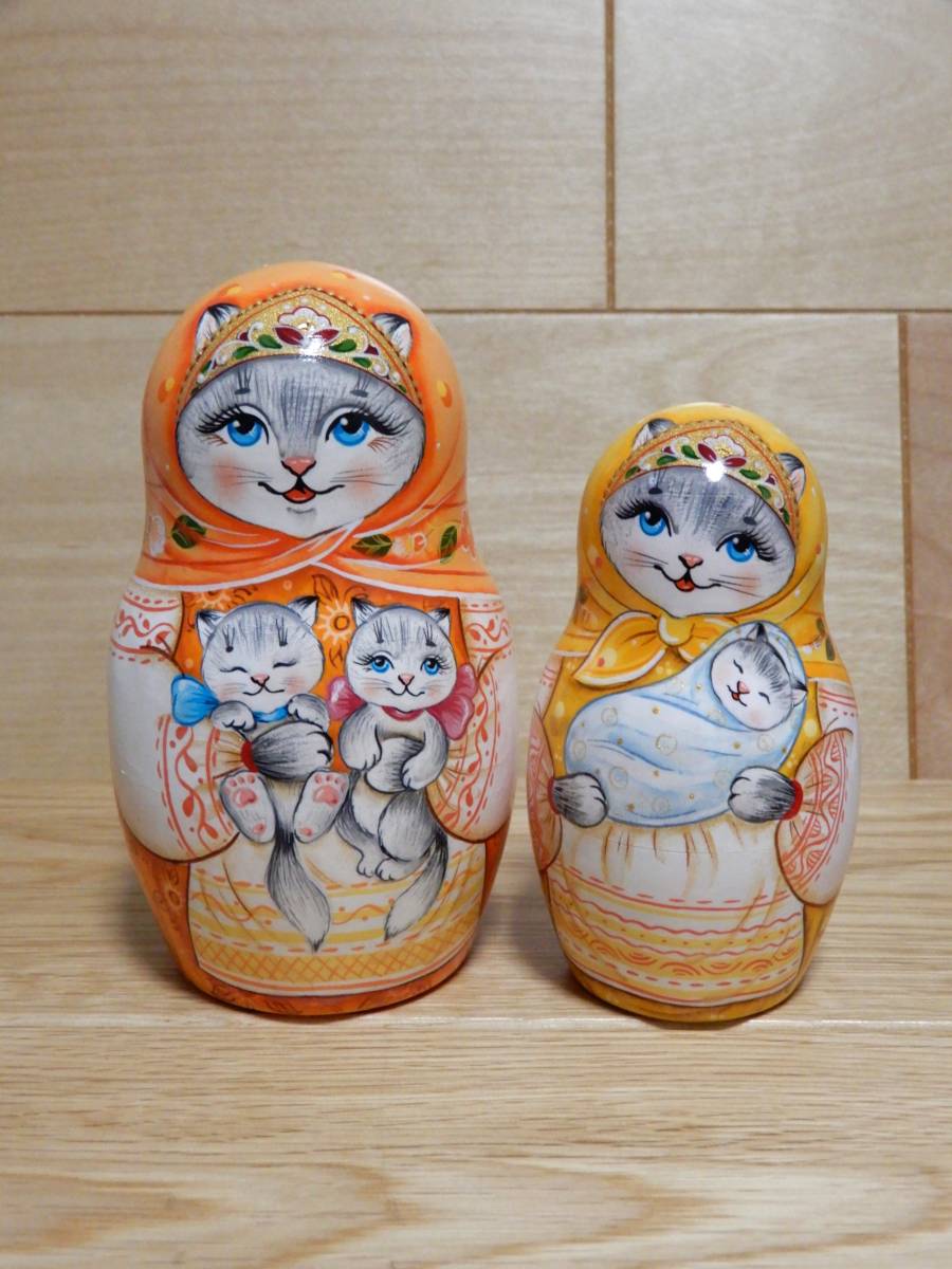 ☆ロシア雑貨 マトリョーシカ ~ 虹色の猫・ねこ・ネコ ~ 7ピース