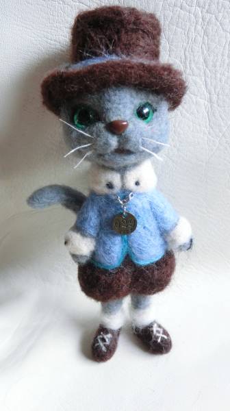  wool felt cat lovely Russia n blue hand made 