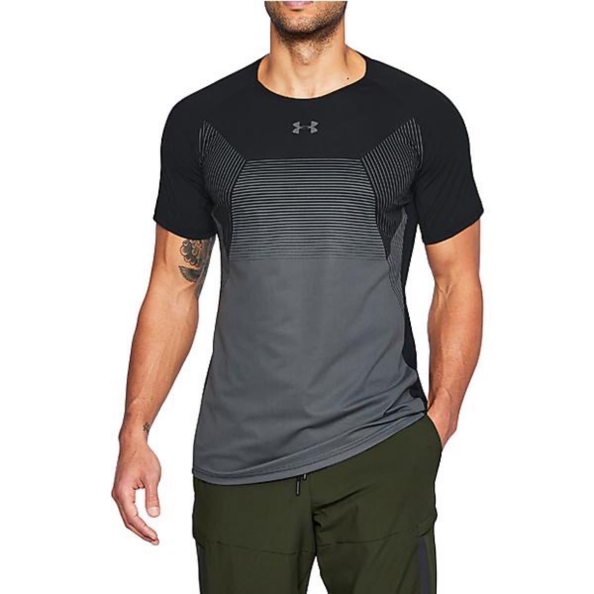 UNDER ARMOUR アンダーアーマー 半袖Tシャツ バニッシュショートスリーブ ブラック＆グレー(黒) メンズL 新品