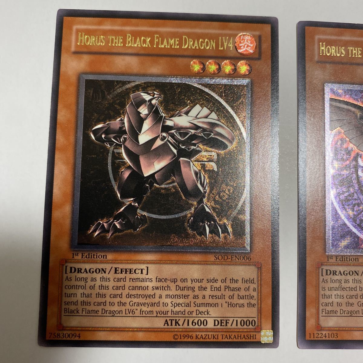 Yu-Gi-Oh! Card SOD-EN006 Horus the Black Flame Dragon LV4 (Ultimate Rare)