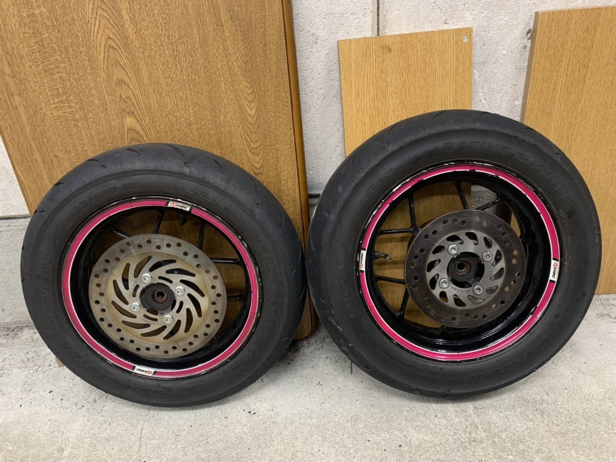 ホンダ 初期型GROM前後純正ホイールセット ディスク付き グロム JC61 グロム専用 リムステッカー JC61〜JC92