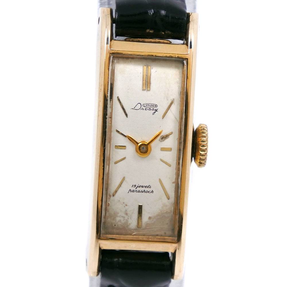 CITIZEN シチズン D40702 腕時計 レザー × 14KGF 手巻き アナログ表示 レディースシルバー 文字盤【13040407】中古