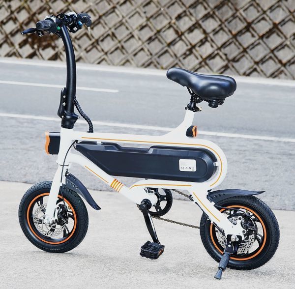  electric bike function installing! compact folding type. electric bike 12 -inch! rom and rear (before and after) disk brake * auto cruise function installing!V2 white 