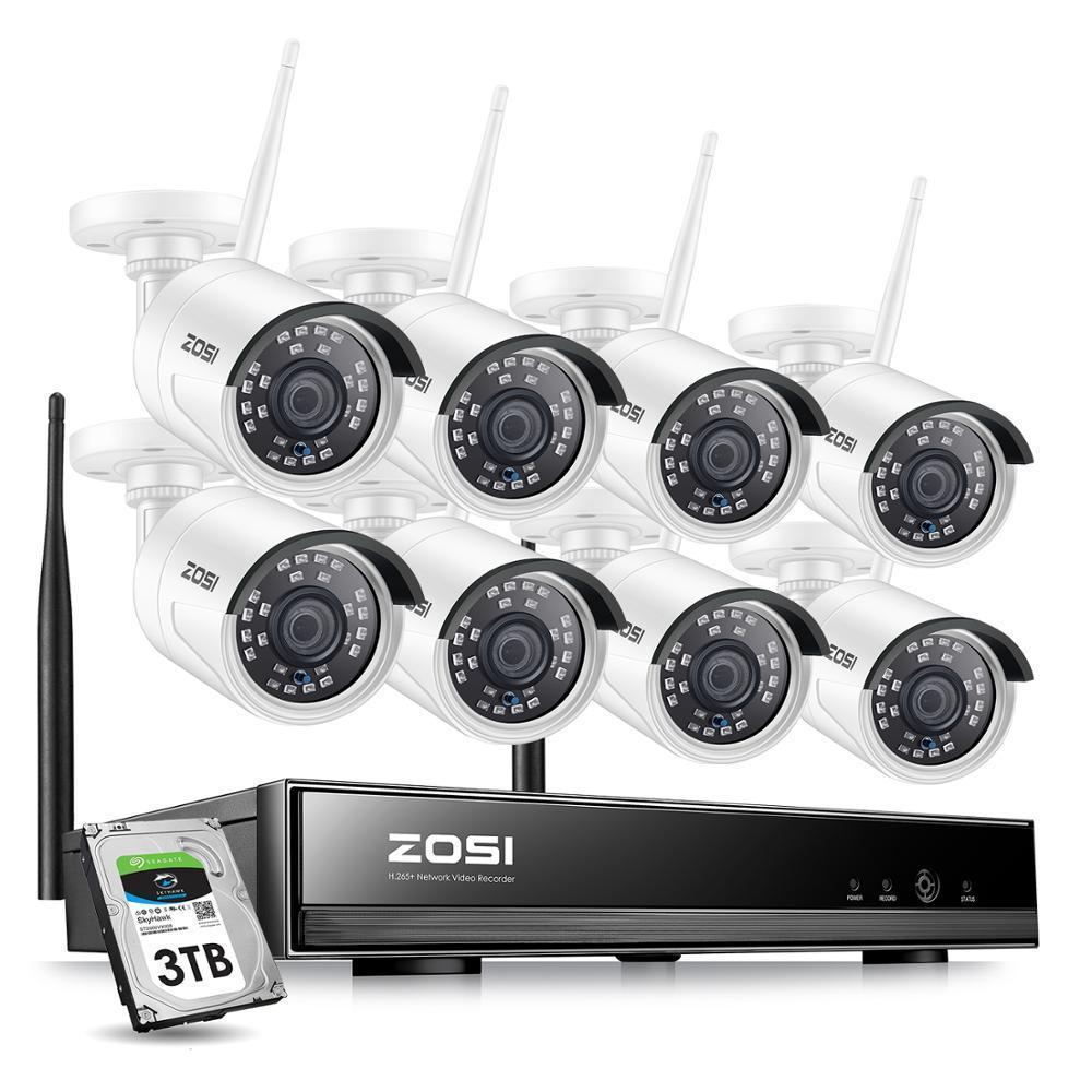 ZOSI 8CH CCTV システムワイヤレス 1080 720P NVR 8個 屋外 P2P Wifi