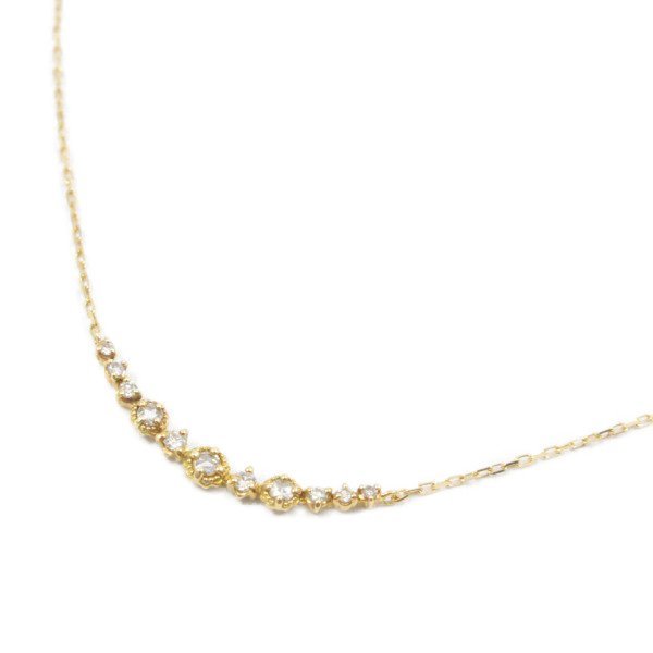 agete アガット ライン ネックレス K18/ダイヤモンド0.09ct【いおき