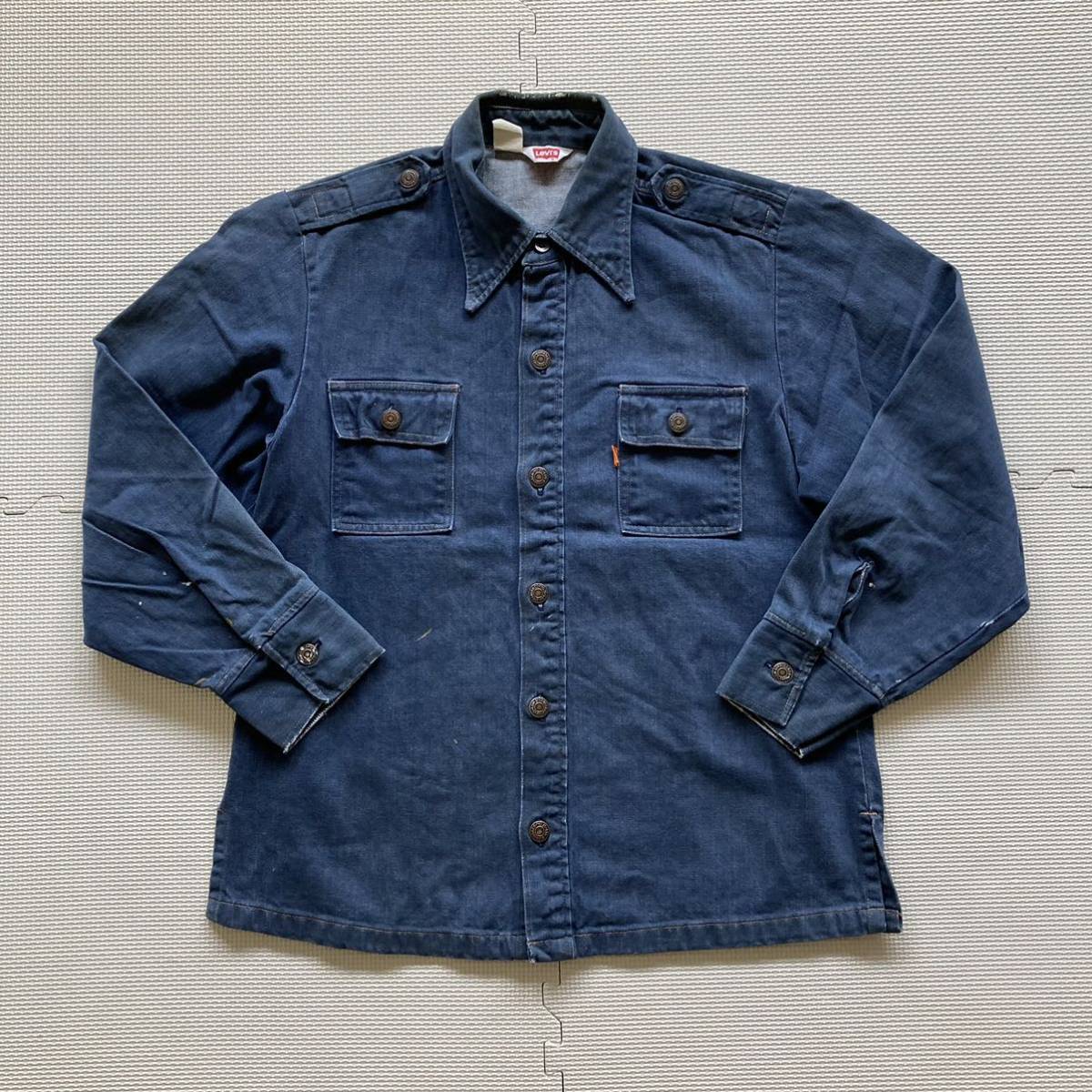 70's VINTAGE!! Levi's リーバイス オレンジタブ サファリ デニムシャツ ジャケット L_画像1