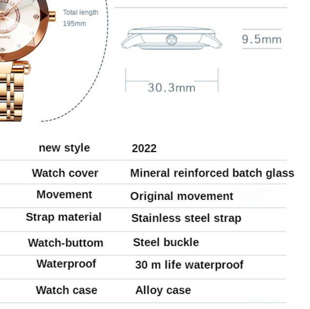 【新品・ニューモデル】SENOファッショナブルブランド、女性用高級クォーツ時計、2022ニューモデルマリンブルー_画像5