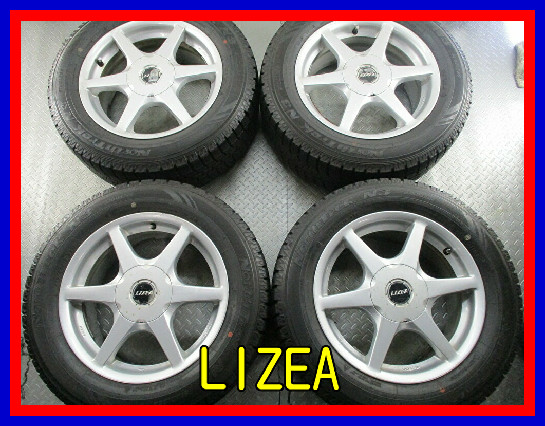 ■中古タイヤホイール■　LIZEA 16インチ 7J +35 4H 5H マルチ 114.3 AUTOBACS NorthTrek N3 215/60R16 95Q 冬 ST 激安 送料無料 H730_中古タイヤホイール４本